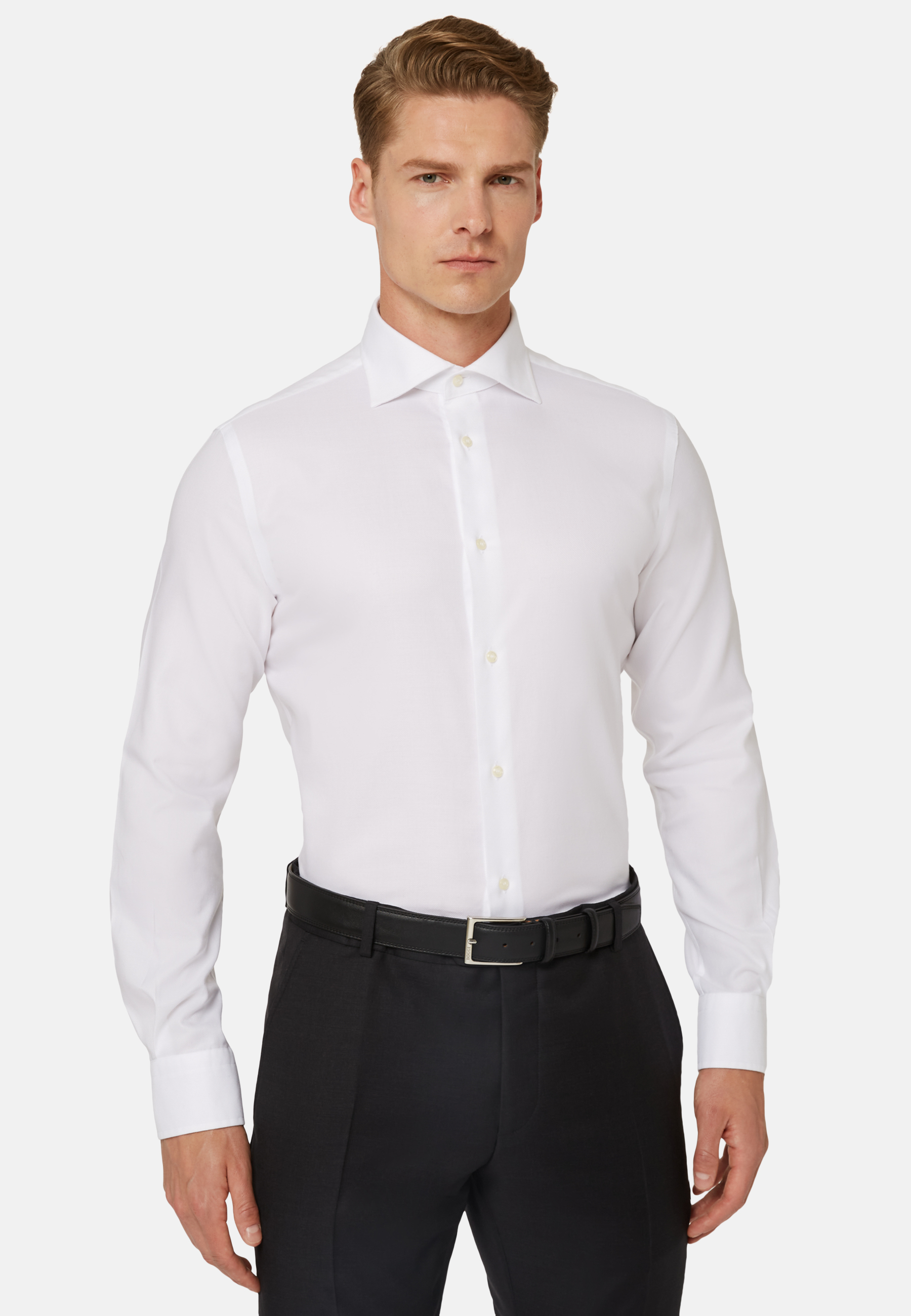 Белая рубашка из чистого хлопка Regular Fit для спорта и фитнеса – фото №  3