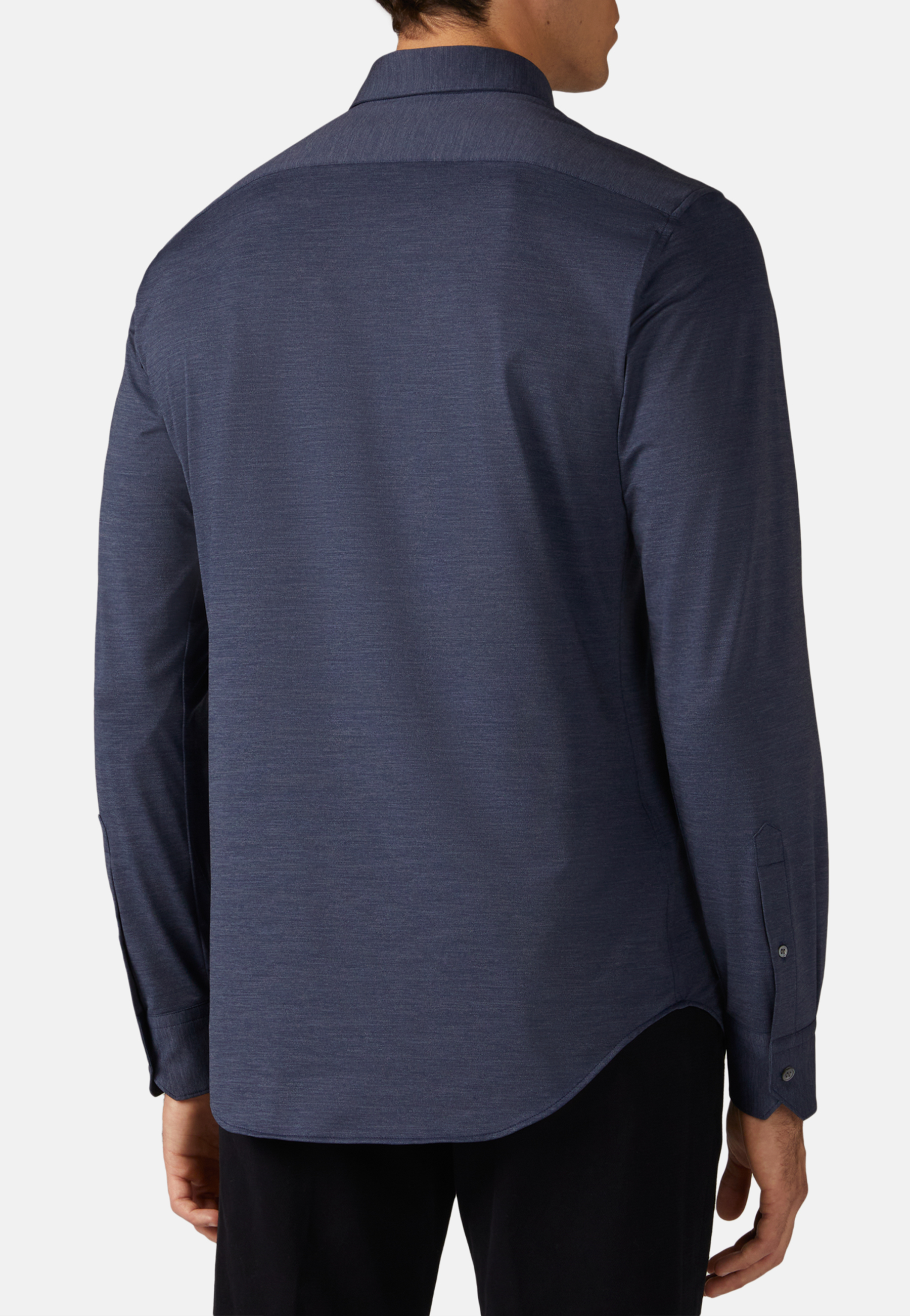 
Темно-синяя рубашка узкого кроя из эластичного нейлона для спорта и фитнеса – фото №  5