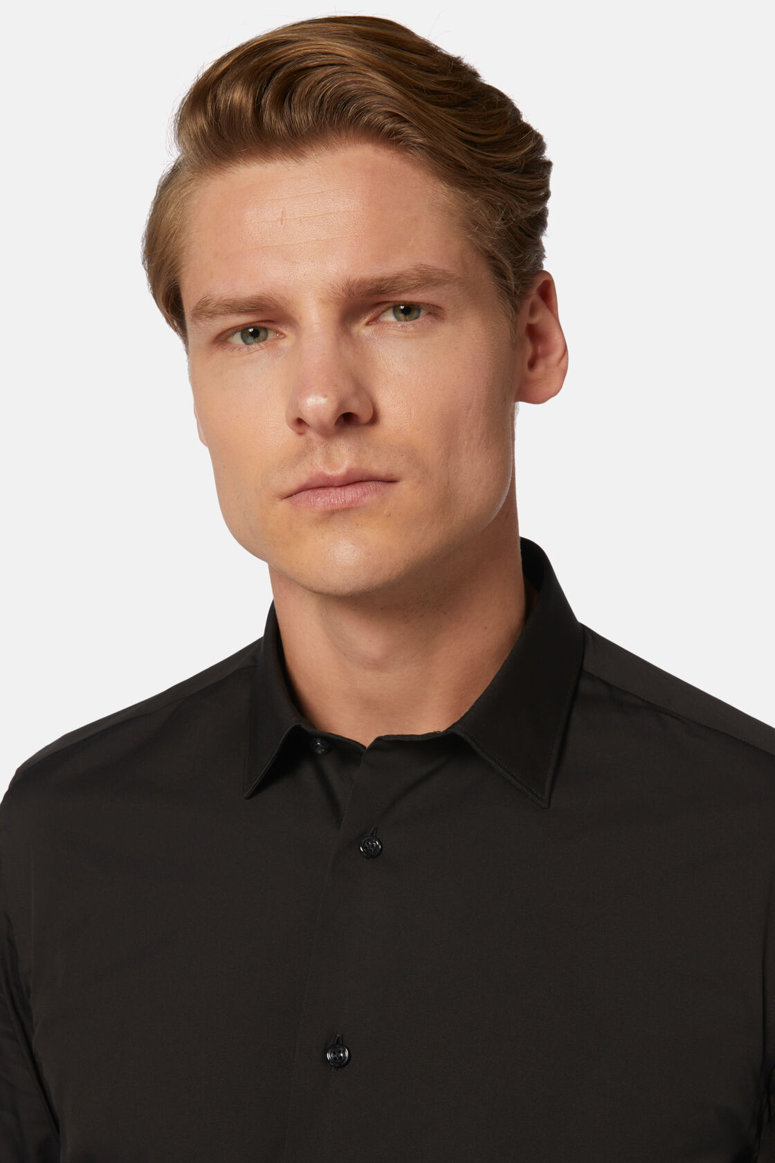 Черная рубашка узкого кроя из эластичного хлопка для спорта и фитнеса – фото №  5