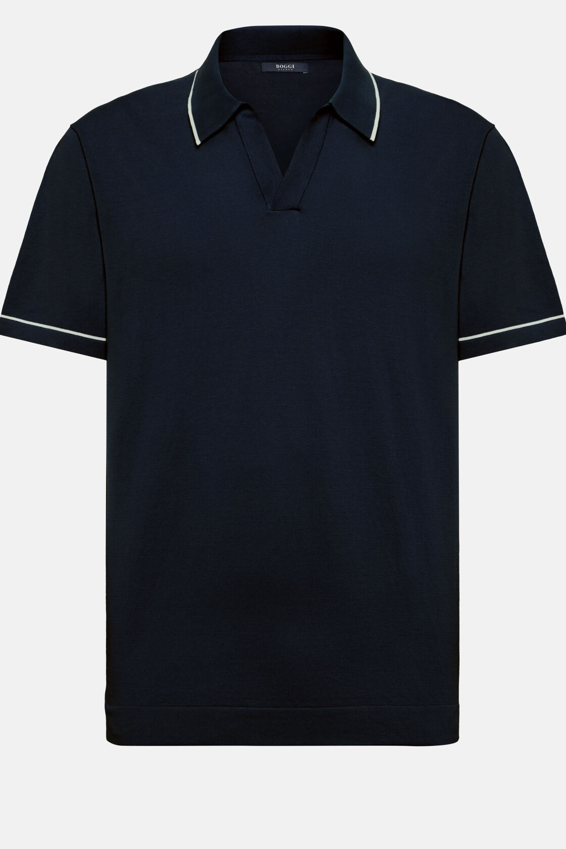 Темно-синяя рубашка поло из хлопкового крепового трикотажа для спорта и фитнеса – фото №  6