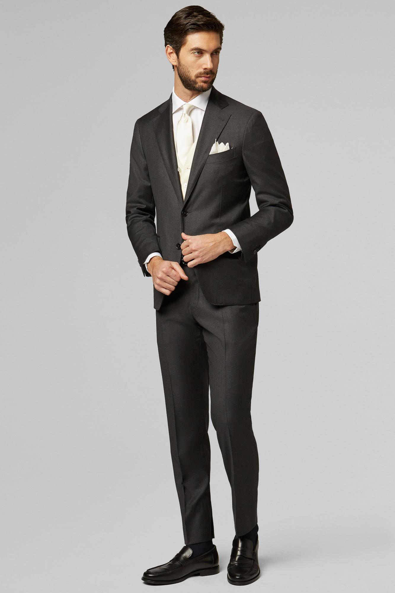 Серый костюм из шерсти Super 150 для спорта и фитнеса – фото №  1