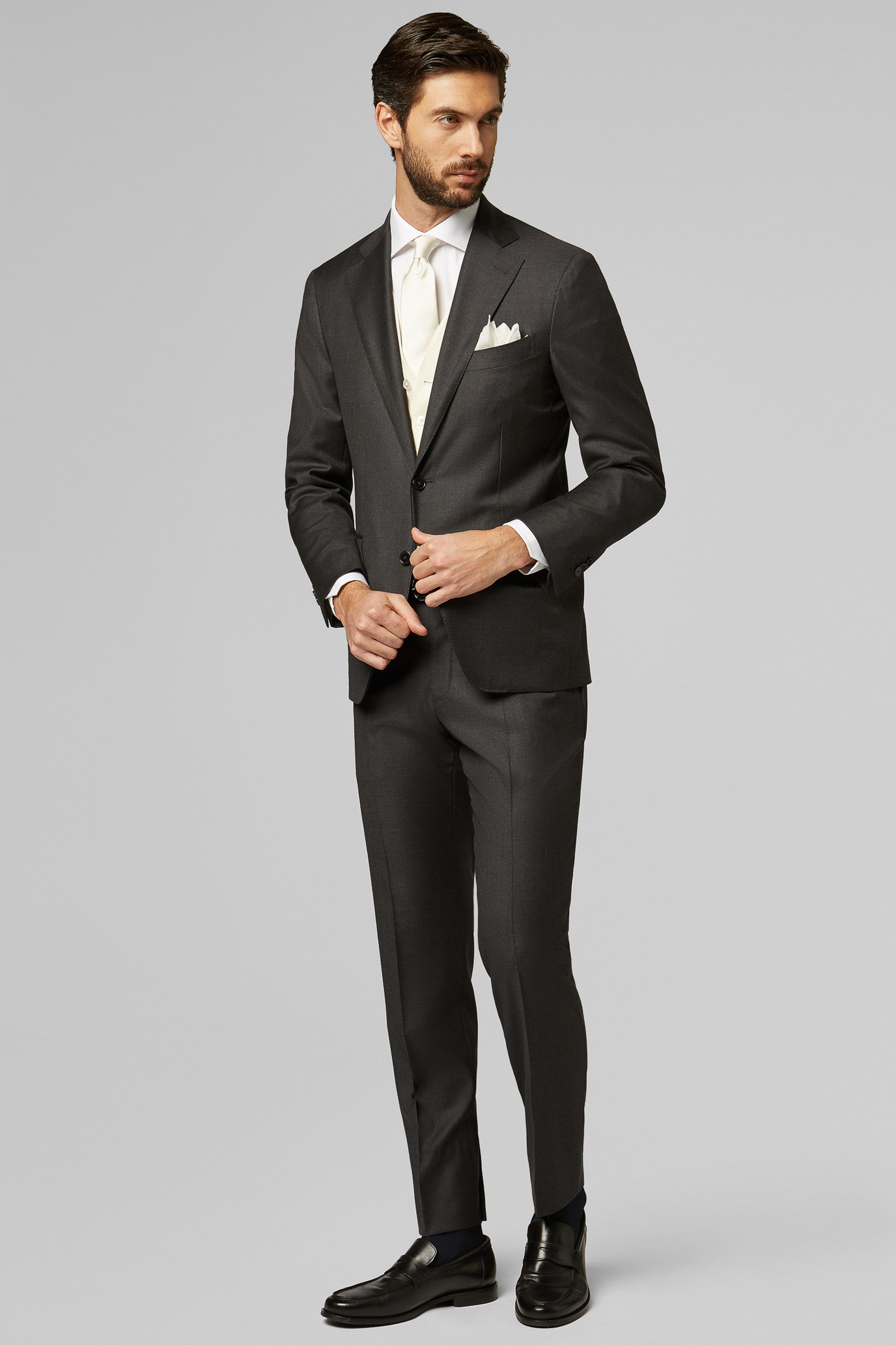 Серый костюм из шерсти Super 150 для спорта и фитнеса – фото №  2