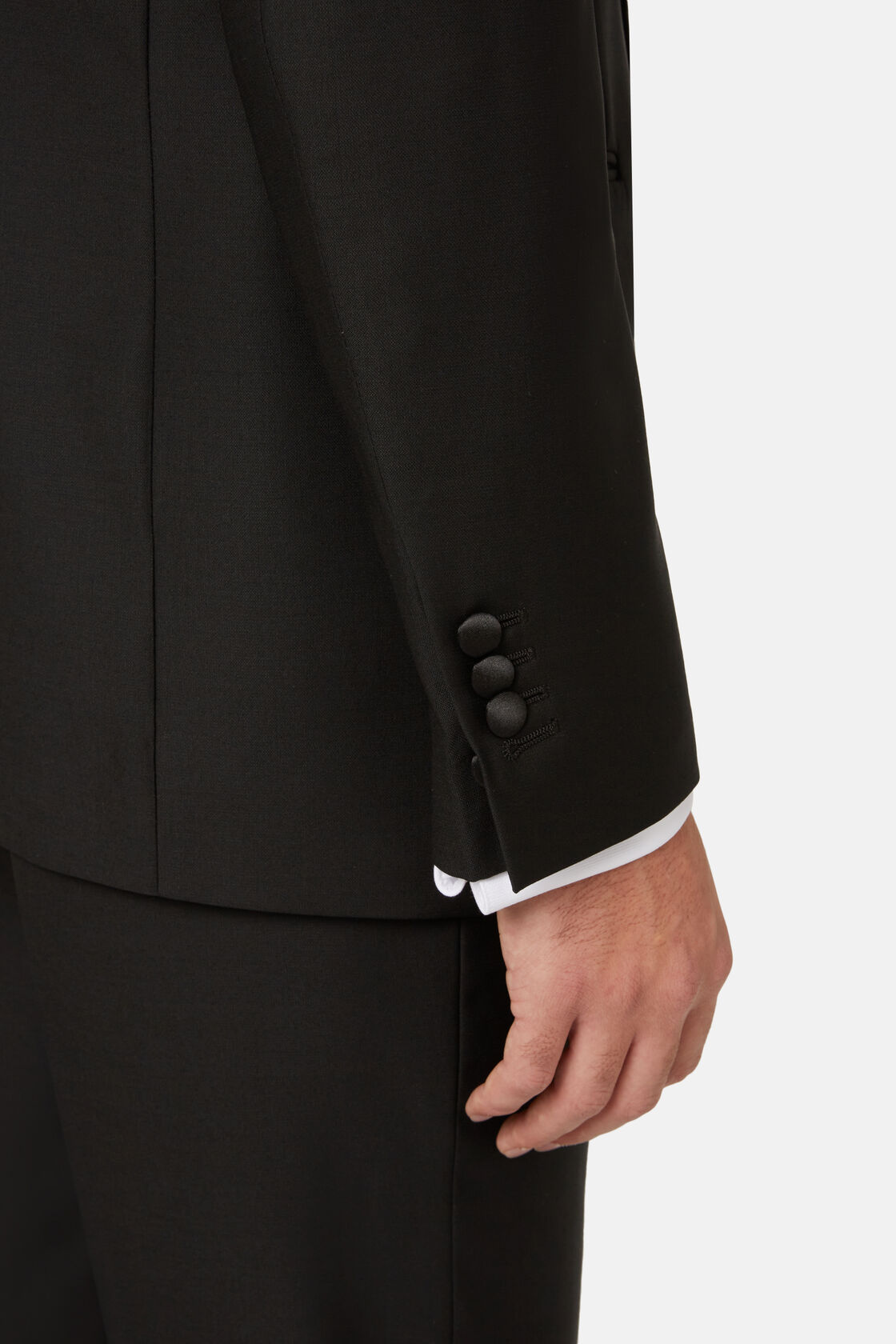 Черный шерстяной смокинговый пиджак с шалевым воротником для спорта и фитнеса – фото №  5