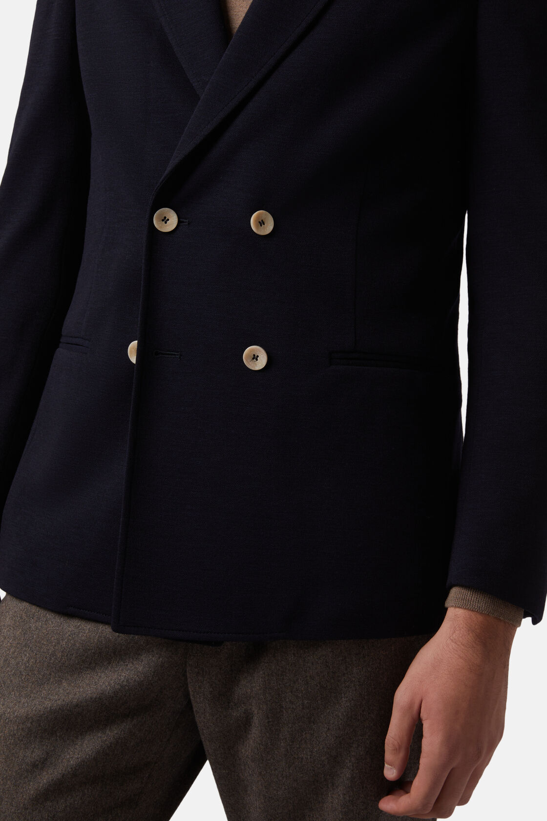 Двубортный пиджак из шерсти и тенселя  B-Jersey для спорта и фитнеса – фото №  6