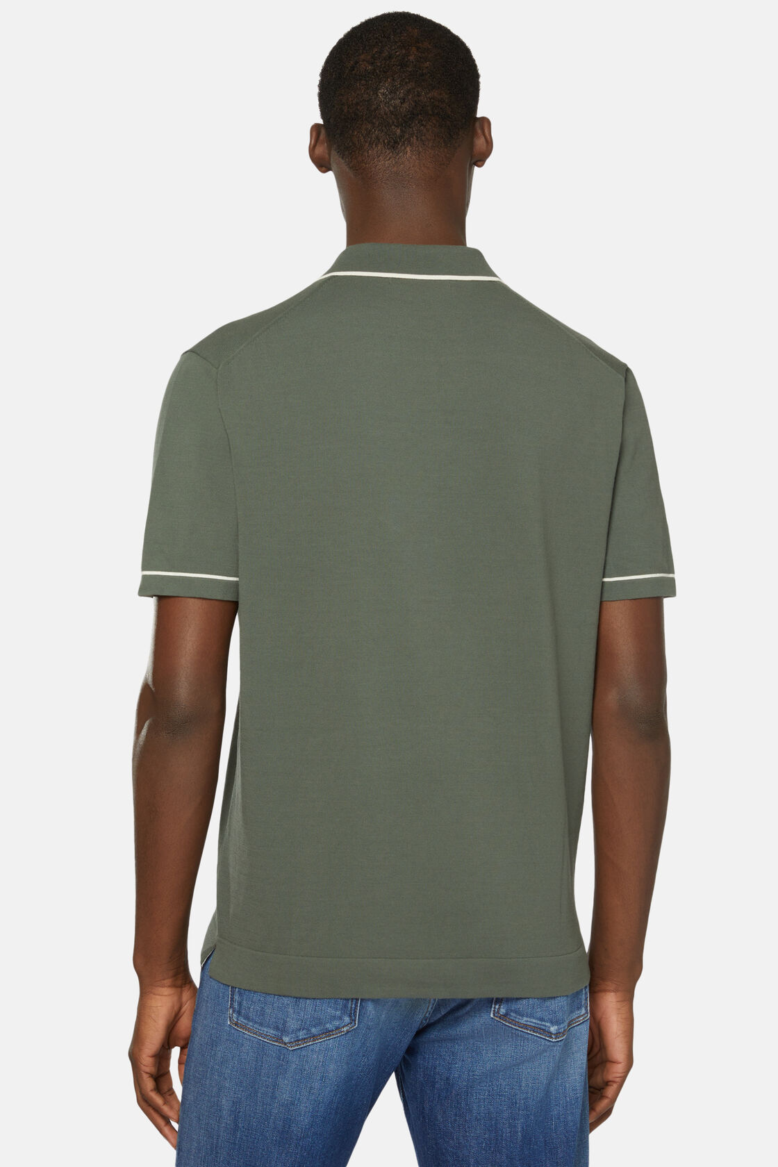 Зелёная рубашка-поло из хлопкового креп-трикотажа для спорта и фитнеса – фото №  4