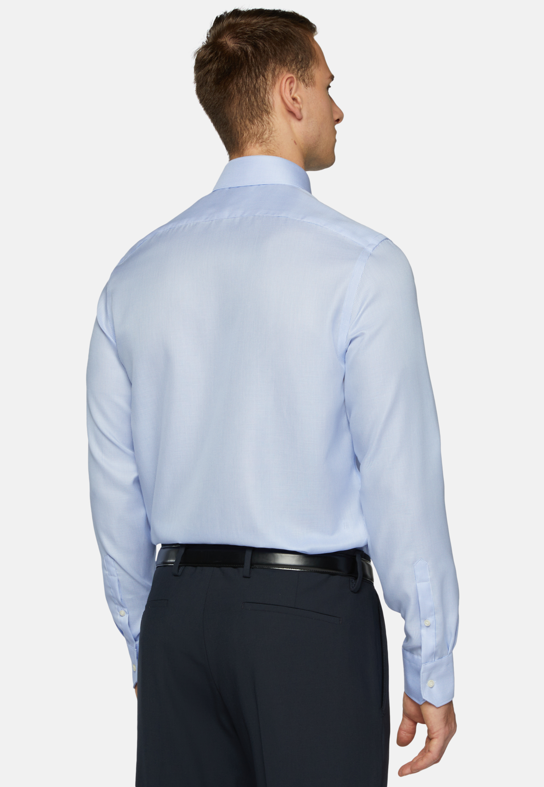 Рубашка из хлопка добби небесно-голубого цвета для спорта и фитнеса – фото №  4