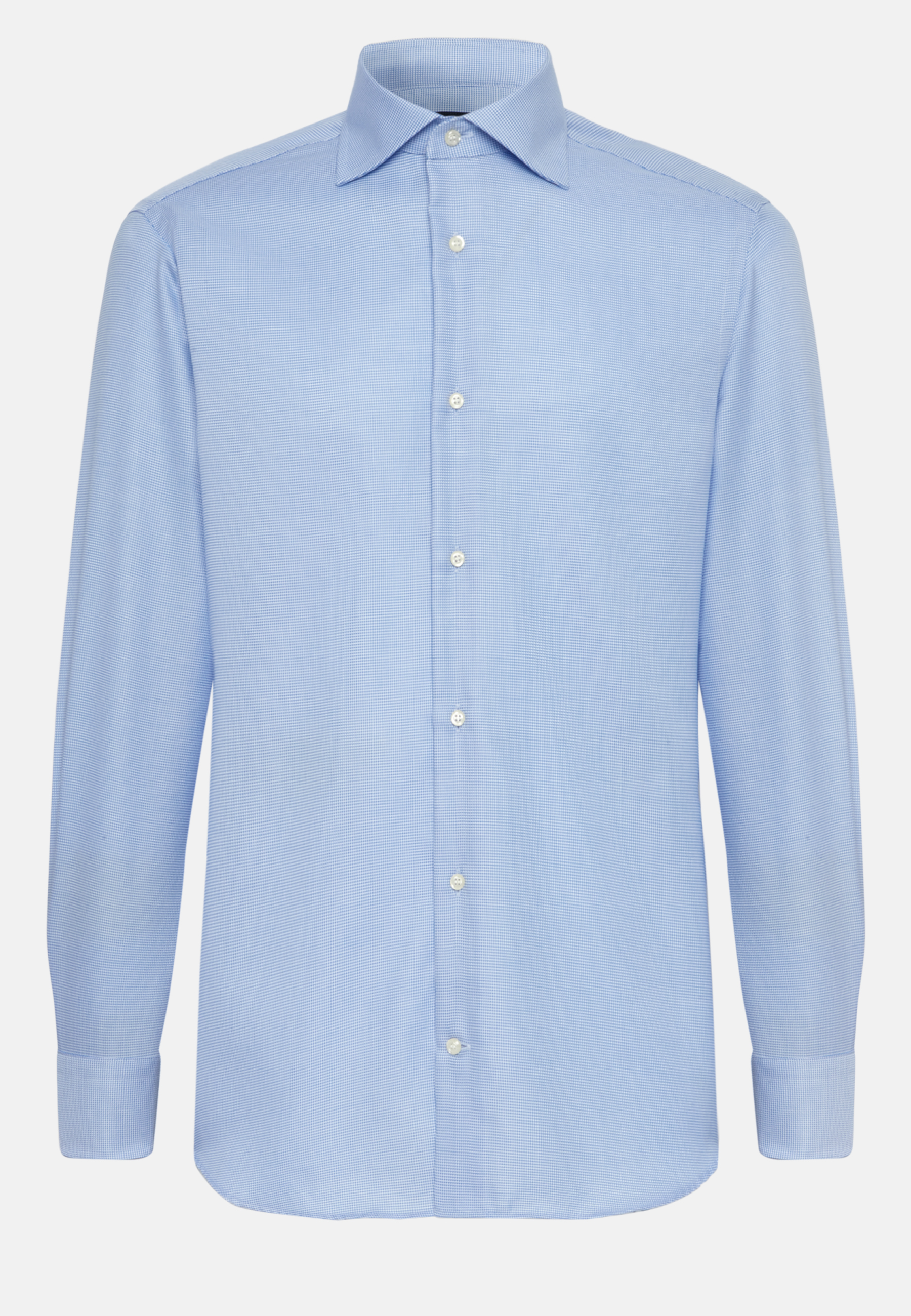 Рубашка небесно - голубого цвета из хлопка Slim Fit с принтом для спорта и фитнеса – фото №  7