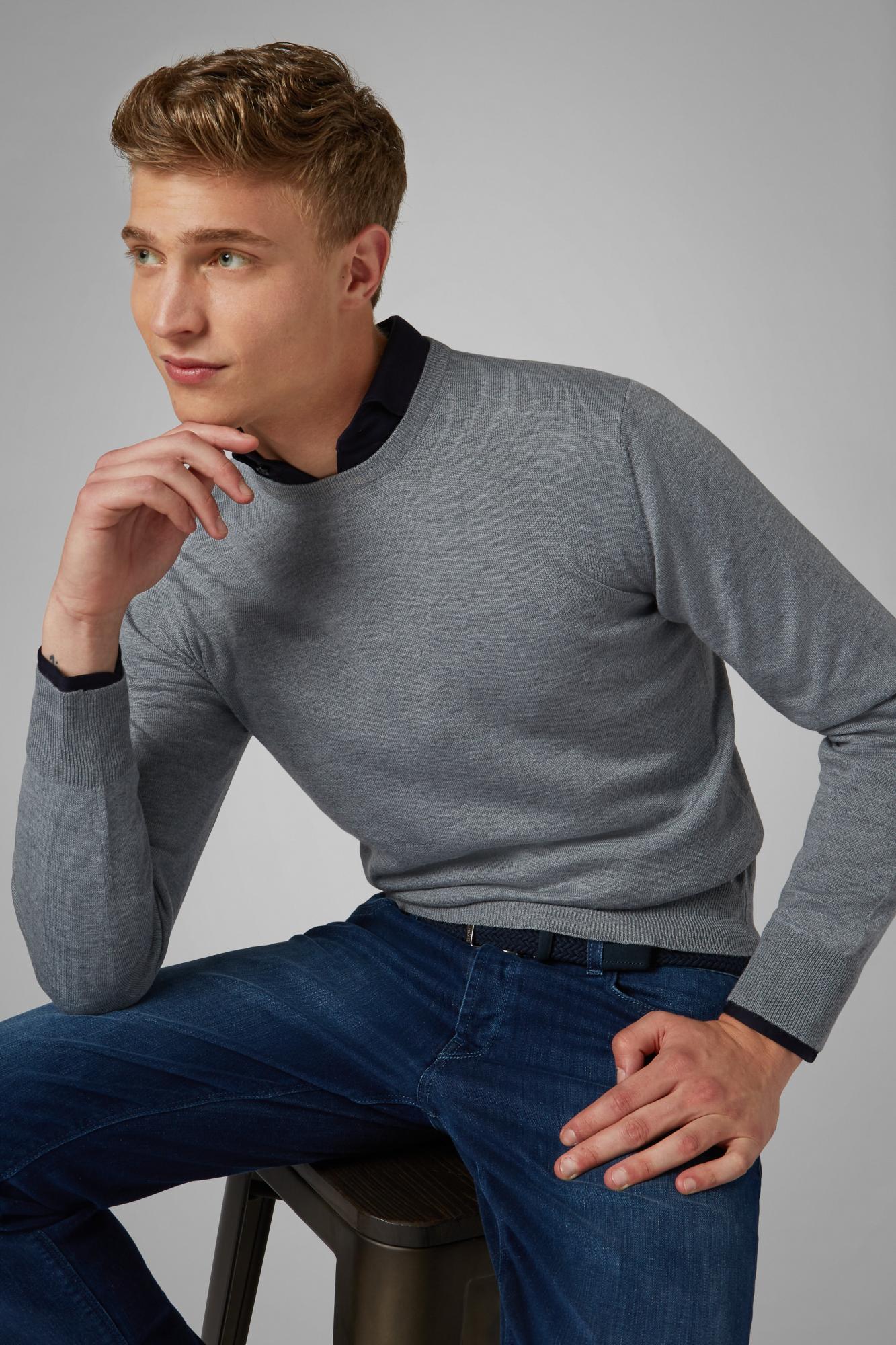 Серый пуловер из шерсти мериноса для спорта и фитнеса – фото №  1