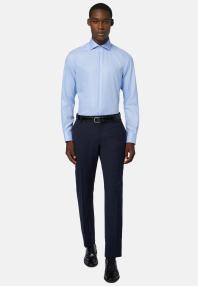 Рубашка небесно - голубого цвета из хлопка Slim Fit с принтом