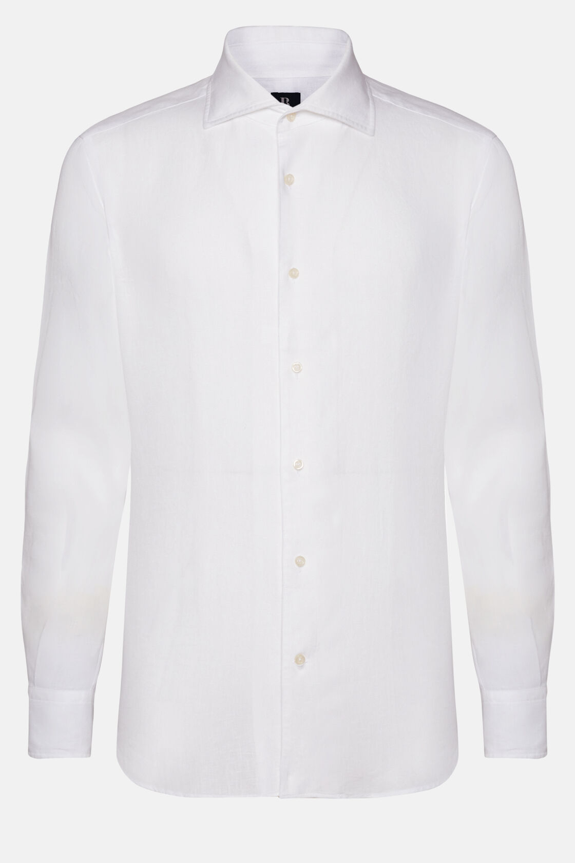 Белая льняная рубашка классического кроя для спорта и фитнеса – фото №  7