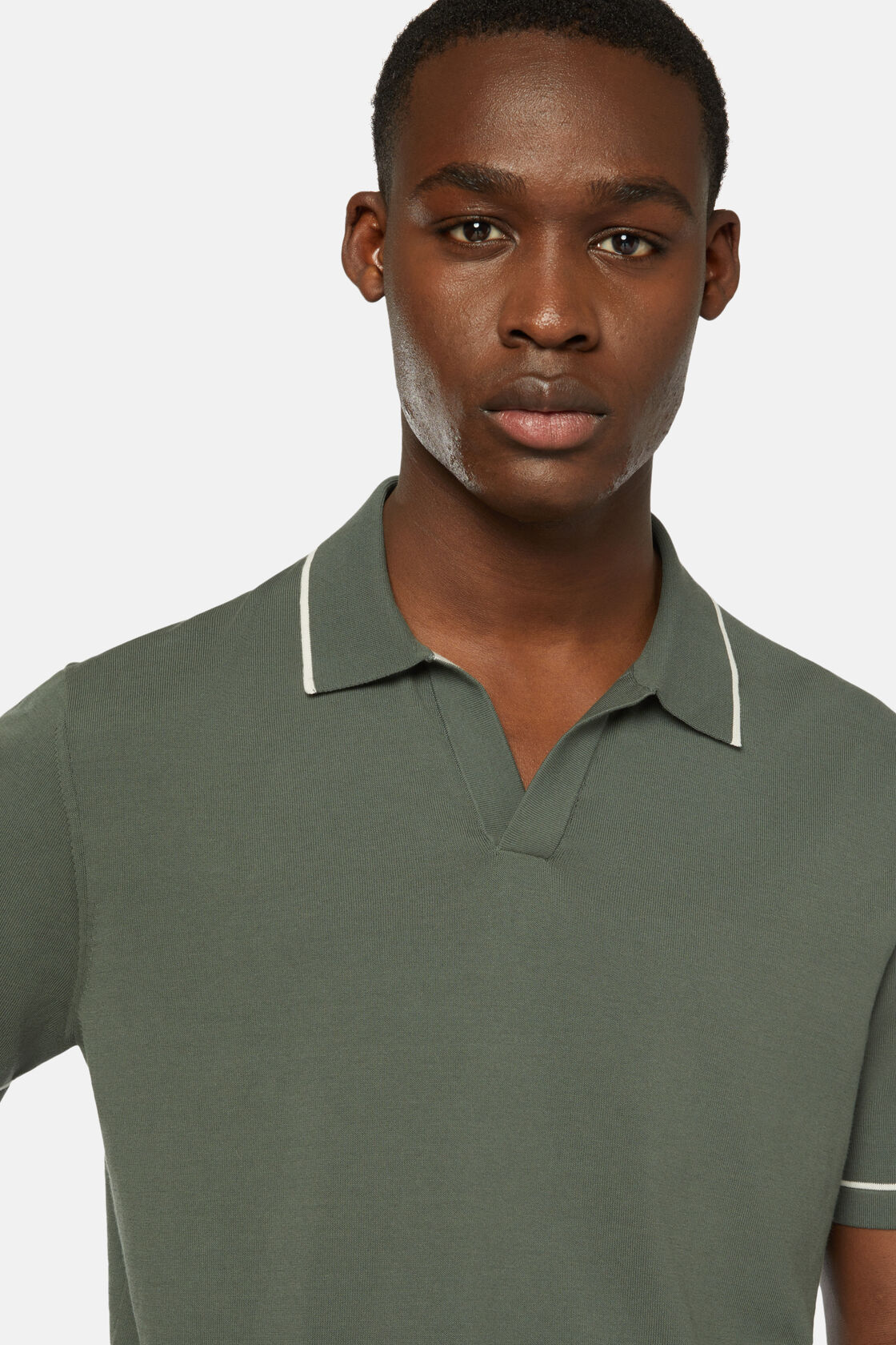 Зелёная рубашка-поло из хлопкового креп-трикотажа для спорта и фитнеса – фото №  5