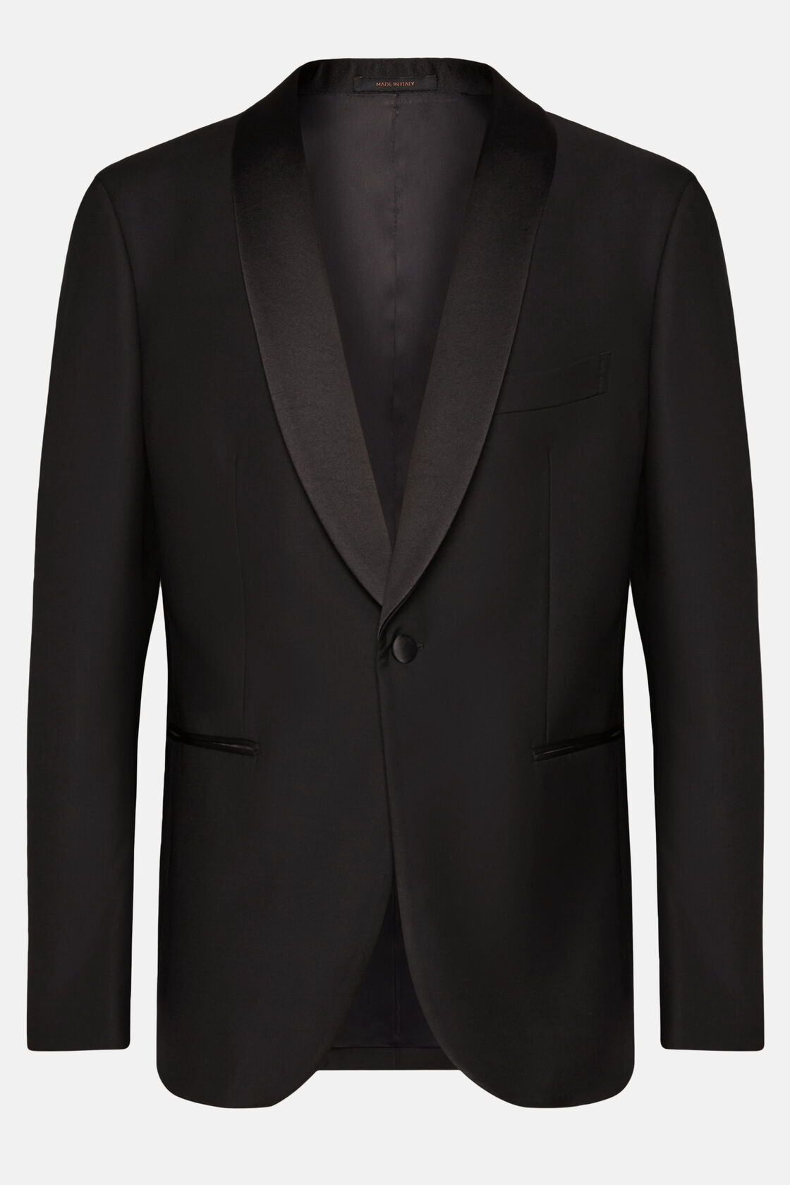 Черный шерстяной смокинговый пиджак с шалевым воротником для спорта и фитнеса – фото №  6