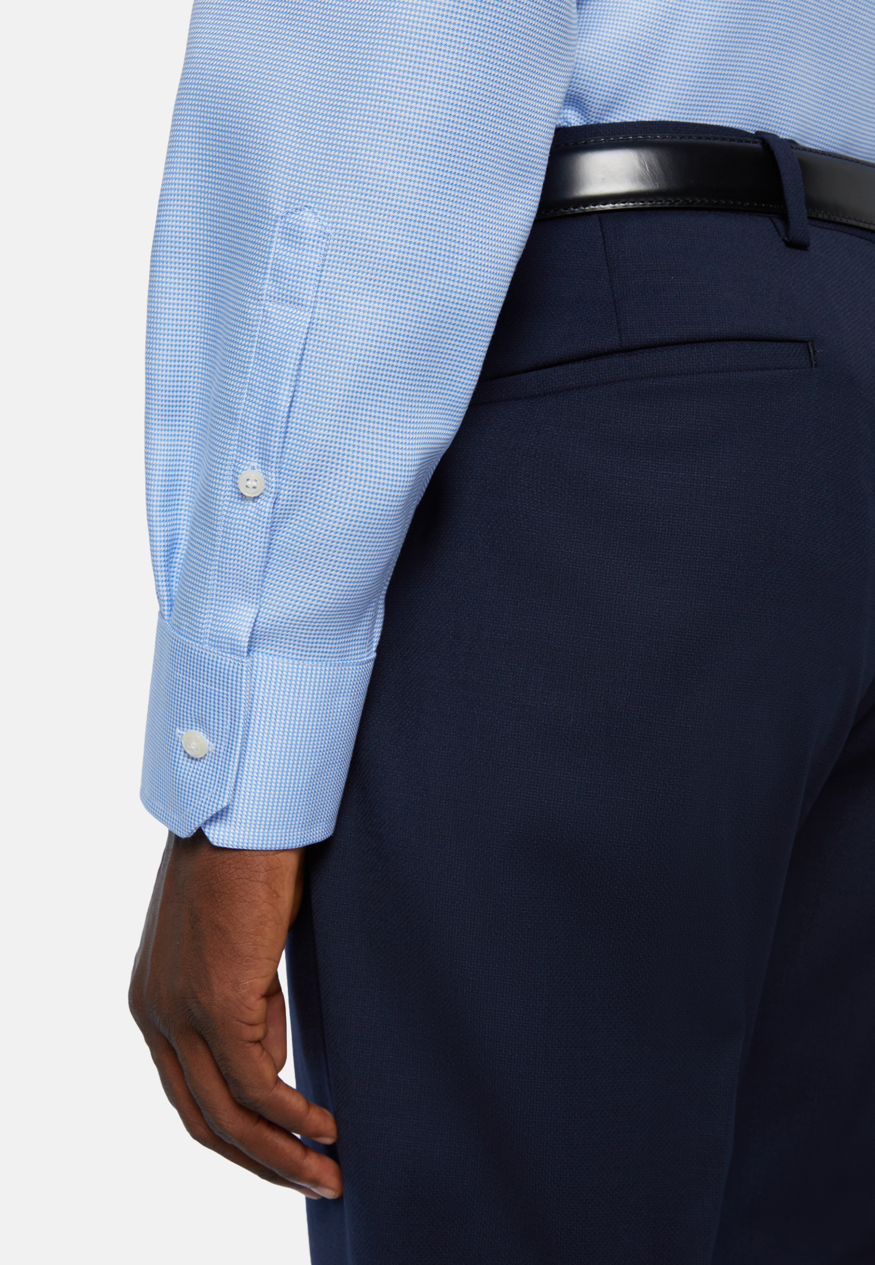 Рубашка небесно - голубого цвета из хлопка Slim Fit с принтом для спорта и фитнеса – фото №  5
