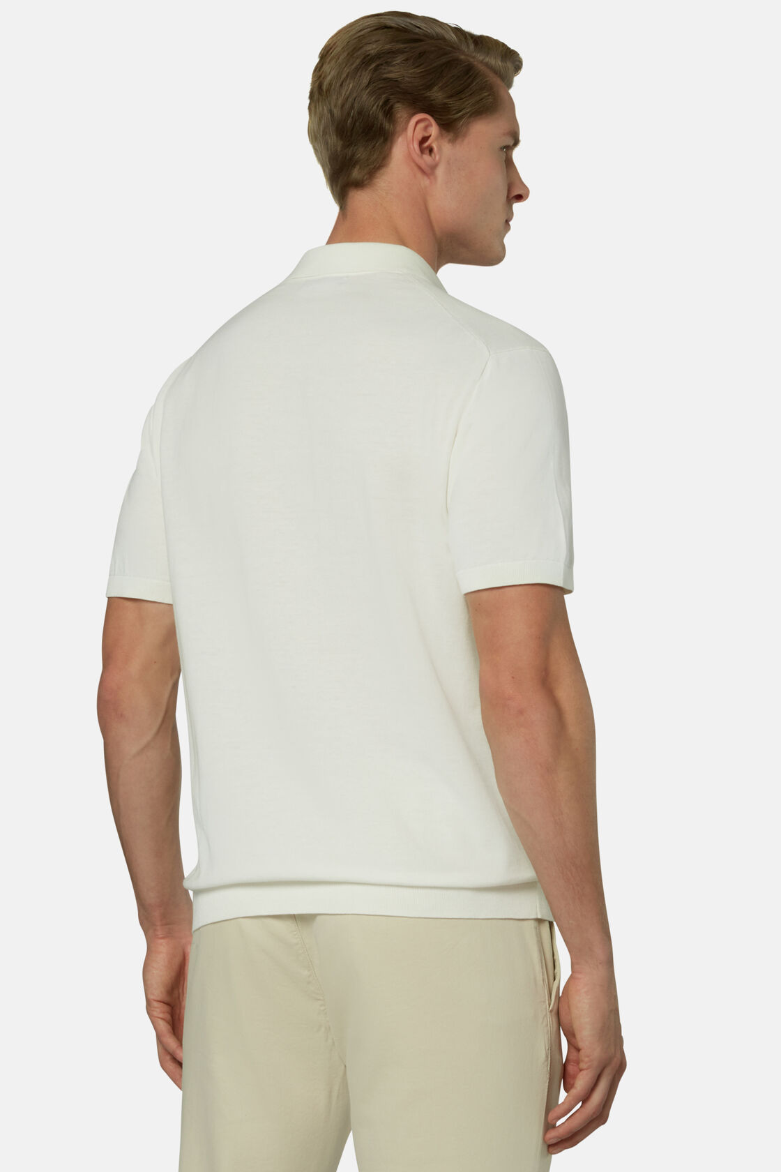 Белая рубашка-поло из хлопкового креп-трикотажа для спорта и фитнеса – фото №  4