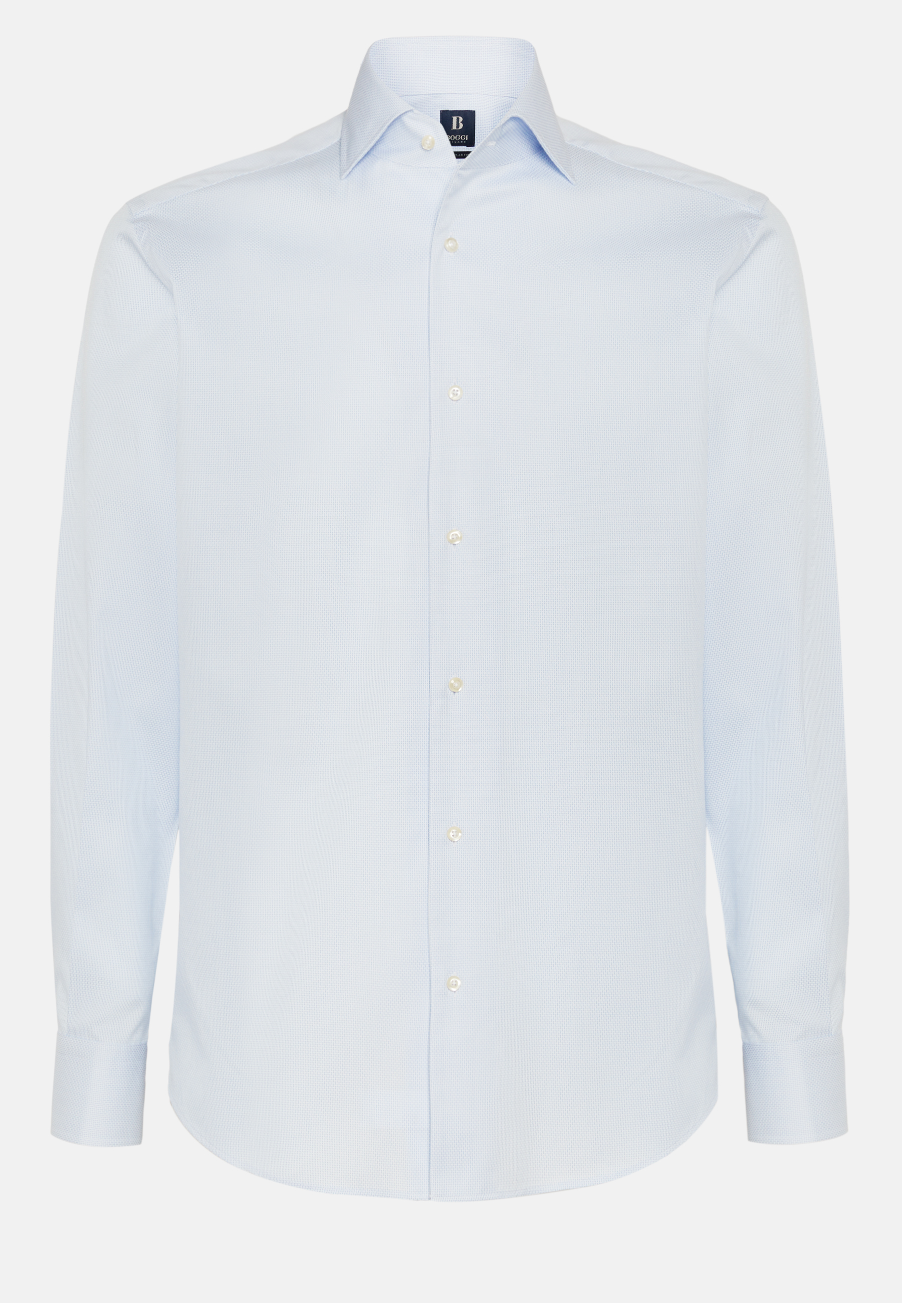 Рубашка из хлопка добби небесно-голубого цвета стандартного кроя для спорта и фитнеса – фото №  7