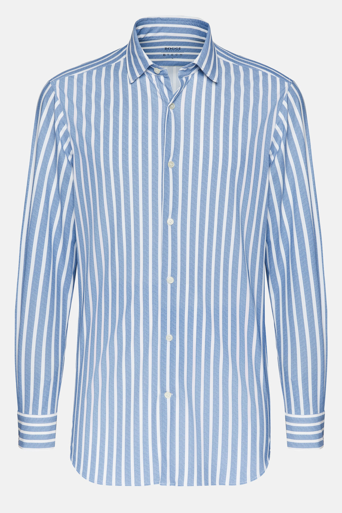 Рубашка Slim Fit из эластичного нейлона в голубую полоску для спорта и фитнеса – фото №  7
