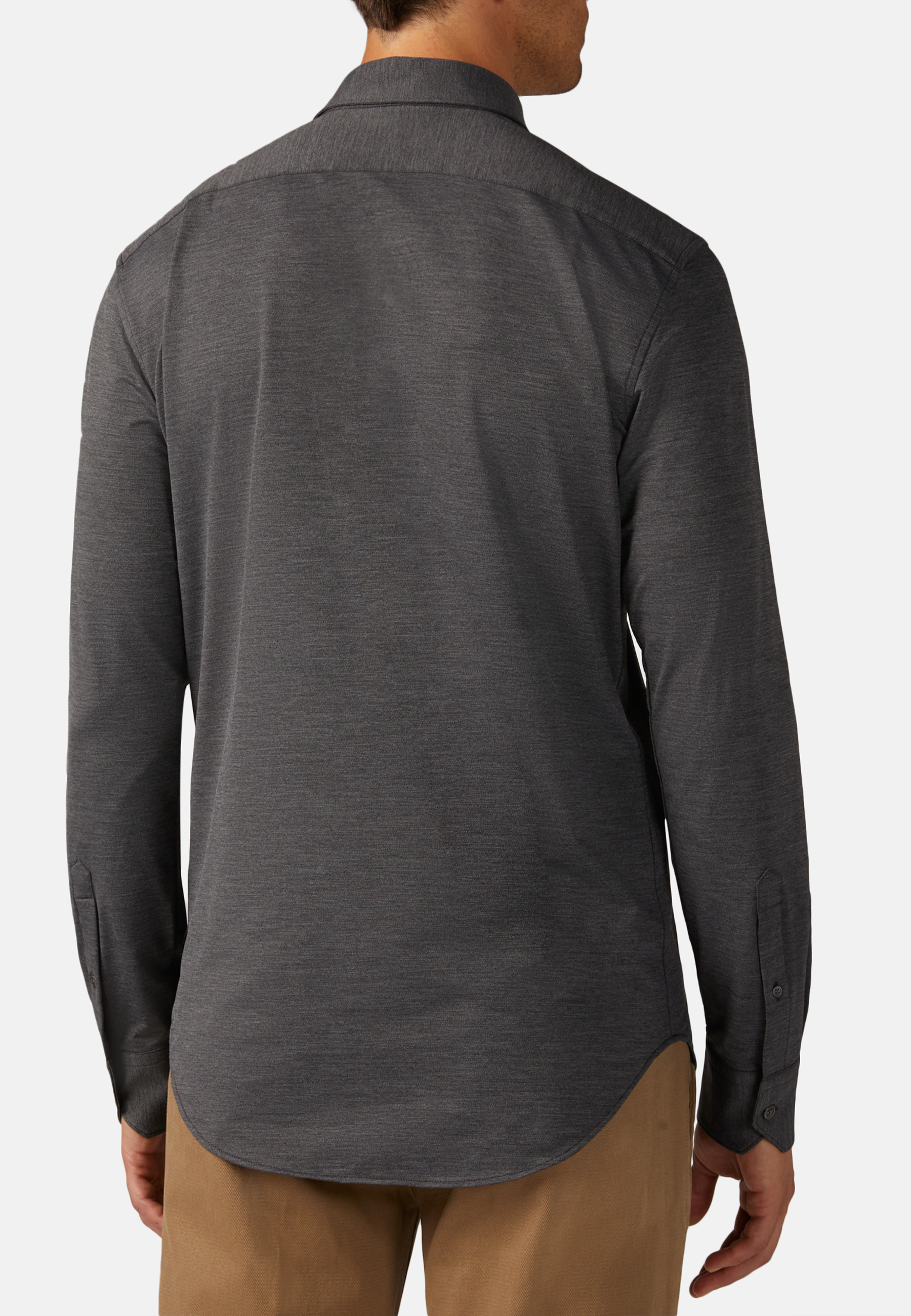 Рубашка Slim Fit из эластичного нейлона антрацитового цвета для спорта и фитнеса – фото №  5