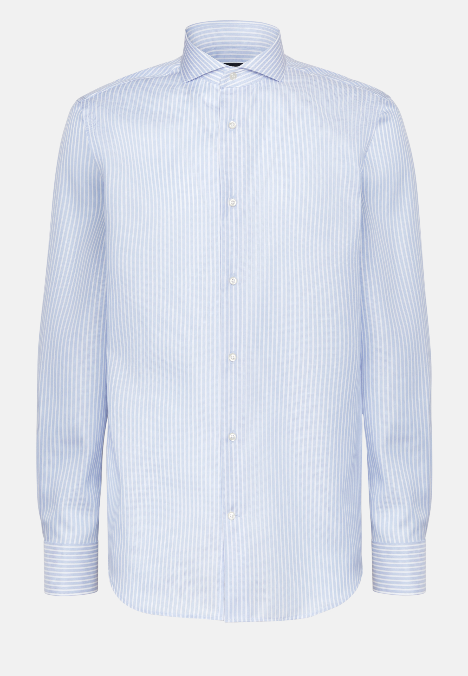 	
Рубашка из хлопка добби небесно-голубого цвета в полоску классического кроя для спорта и фитнеса – фото №  7