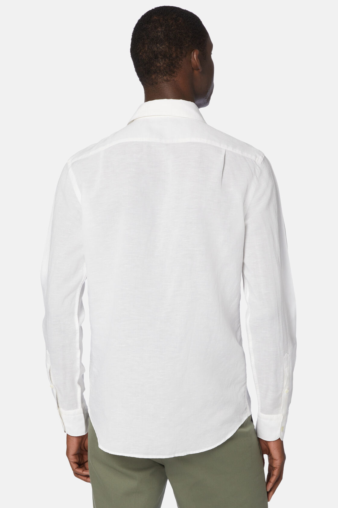 Белая льняная рубашка из тенселя стандартного кроя для спорта и фитнеса – фото №  4