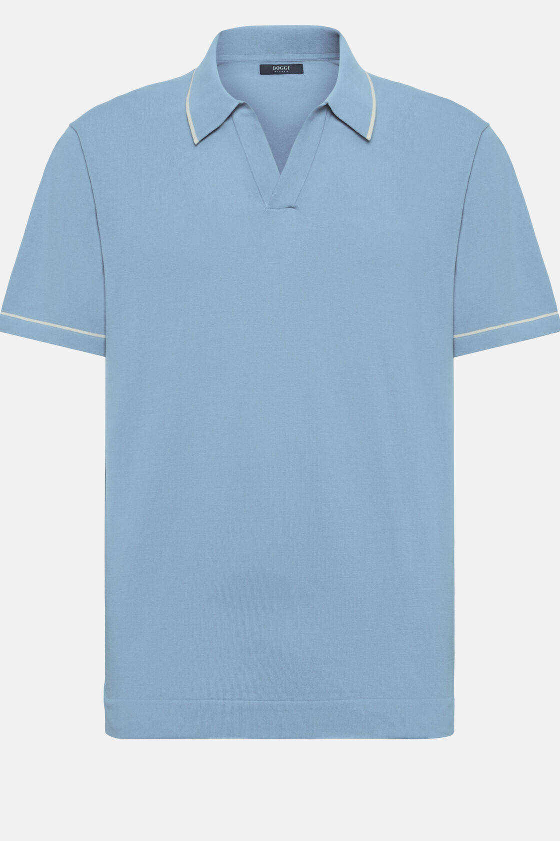 Небесно-голубая рубашка-поло из хлопкового креп-трикотажа для спорта и фитнеса – фото №  6