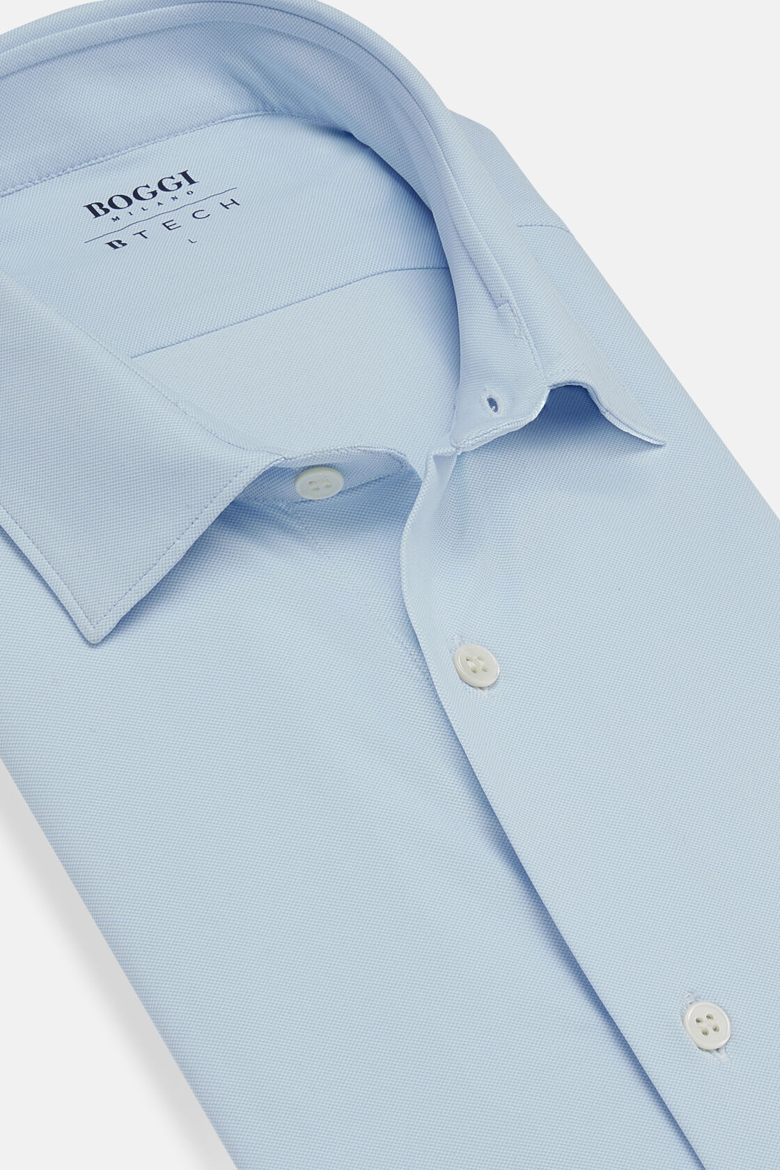 Рубашка узкого кроя небесно-голубого цвета из эластичного нейлона для спорта и фитнеса – фото №  6