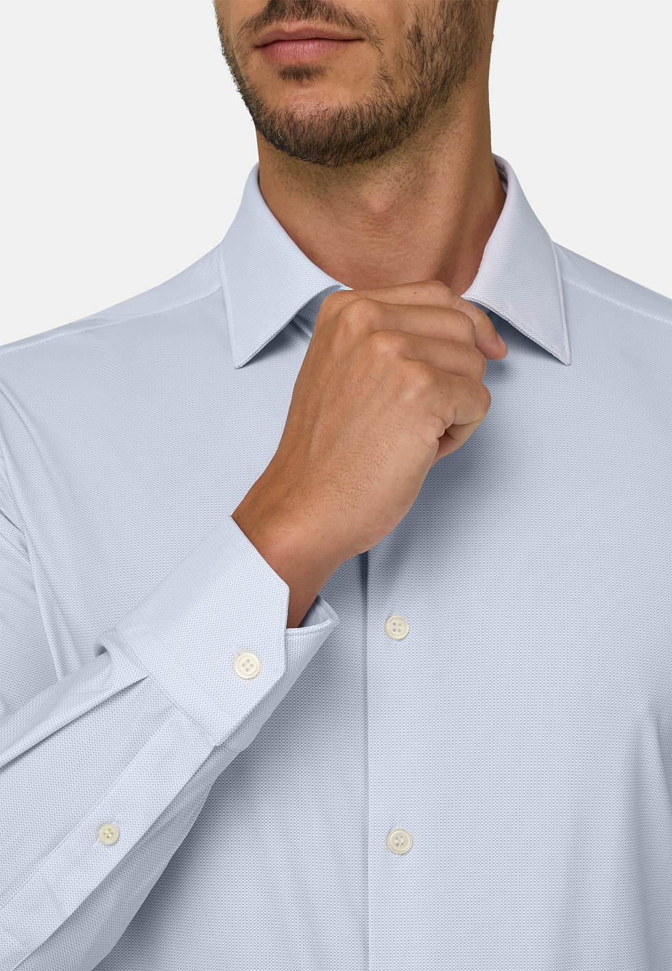 Рубашка приталенного кроя (slim fit) из эластичного нейлона B Tech с микроузором для спорта и фитнеса – фото №  4
