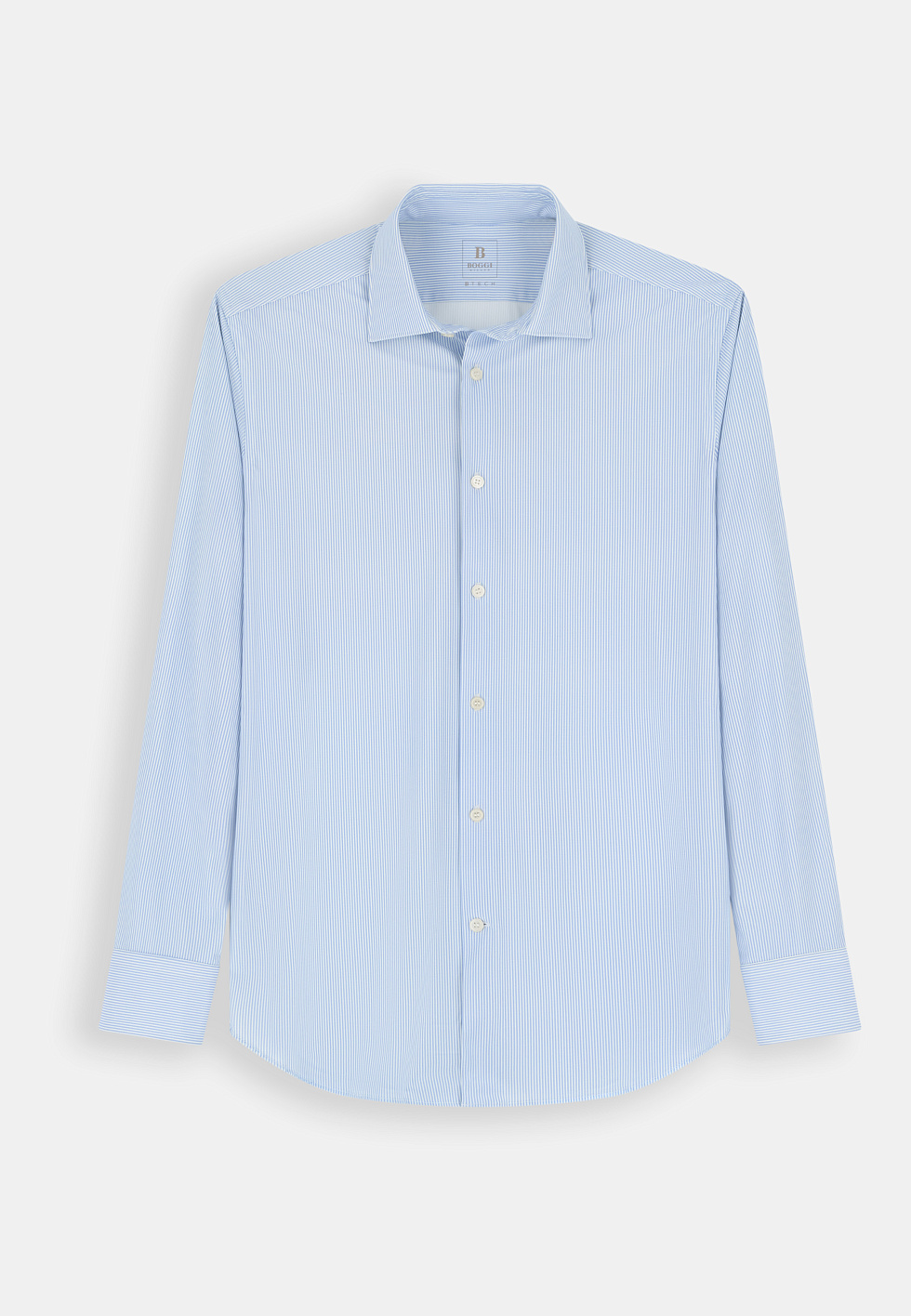 Рубашка приталенного кроя (slim fit) в полоску из эластичного нейлона B Tech для спорта и фитнеса – фото №  8