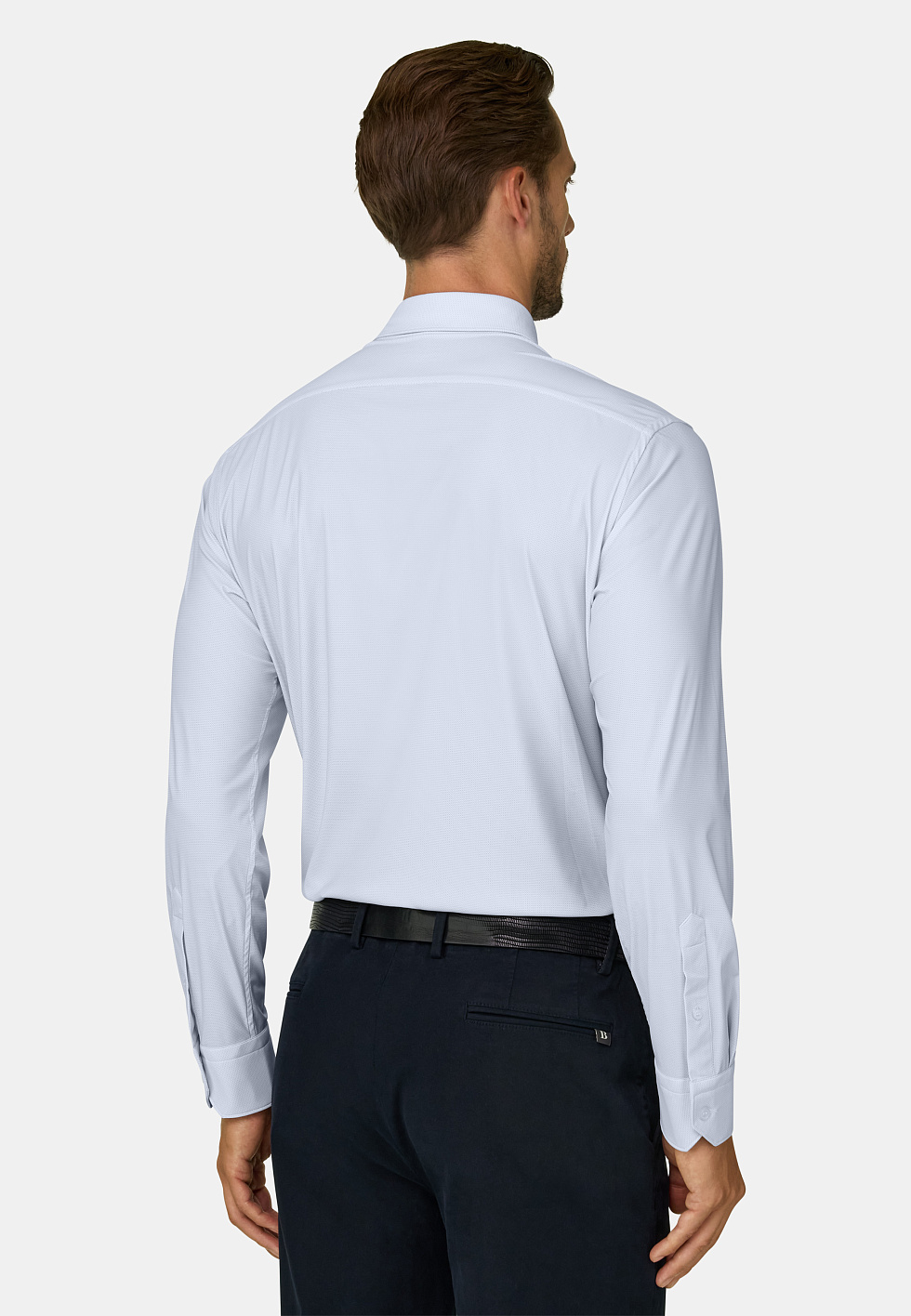 Рубашка приталенного кроя (slim fit) из эластичного нейлона B Tech с микроузором для спорта и фитнеса – фото №  7