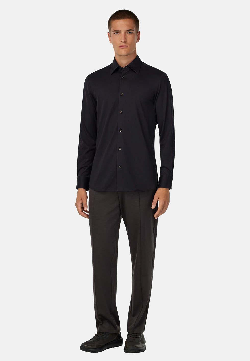 Рубашка прямого кроя из хлопка и шёлка для спорта и фитнеса – фото №  2