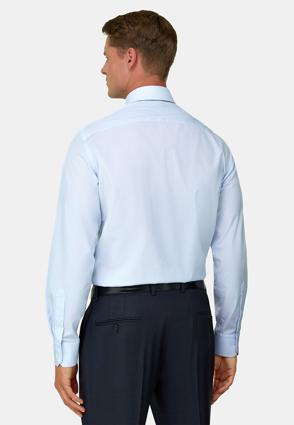 Рубашка из хлопка в полоску немнущаяся, приталенный крой (slim fit) для спорта и фитнеса – фото №  7