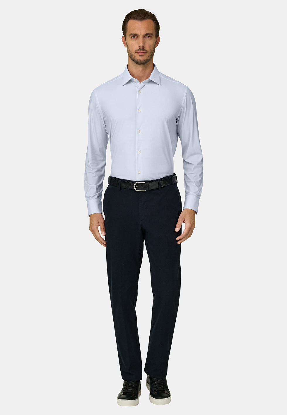 Рубашка приталенного кроя (slim fit) из эластичного нейлона B Tech с микроузором для спорта и фитнеса – фото №  3