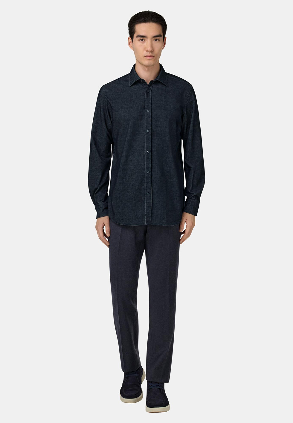 Рубашка прямого кроя из хлопкового велюра для спорта и фитнеса – фото №  2