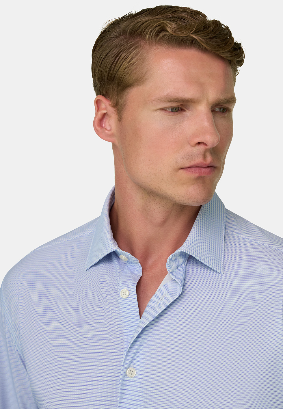 Рубашка приталенного кроя (slim fit) из эластичного нейлона B Tech с микроузором для спорта и фитнеса – фото №  4