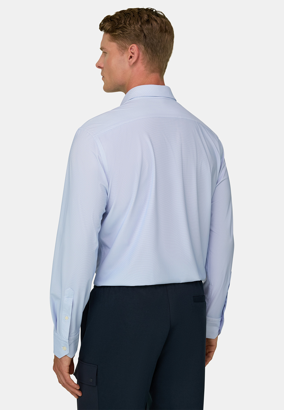 Рубашка приталенного кроя (slim fit) из эластичного нейлона B Tech с микроузором для спорта и фитнеса – фото №  7