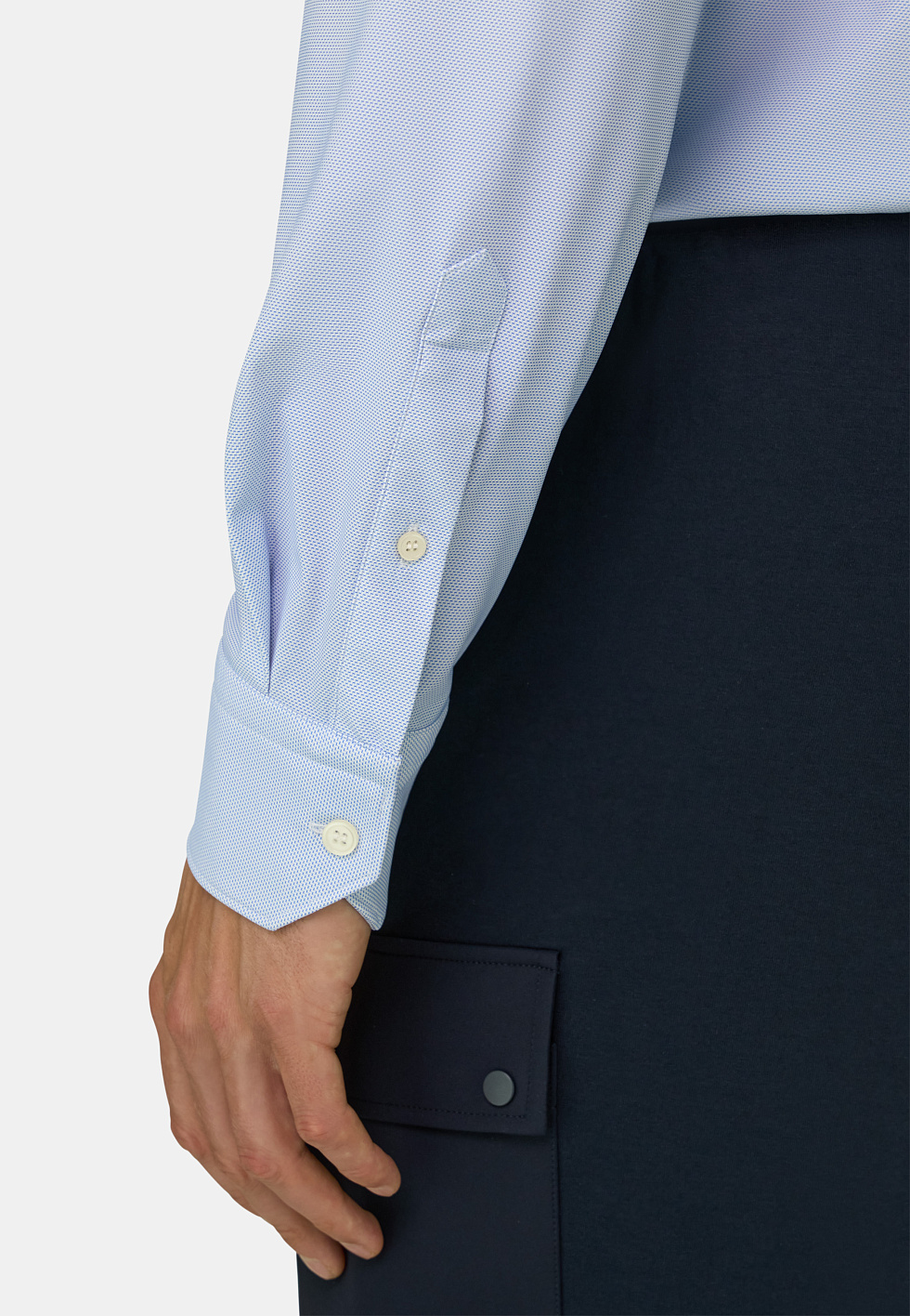 Рубашка приталенного кроя (slim fit) из эластичного нейлона B Tech с микроузором для спорта и фитнеса – фото №  5