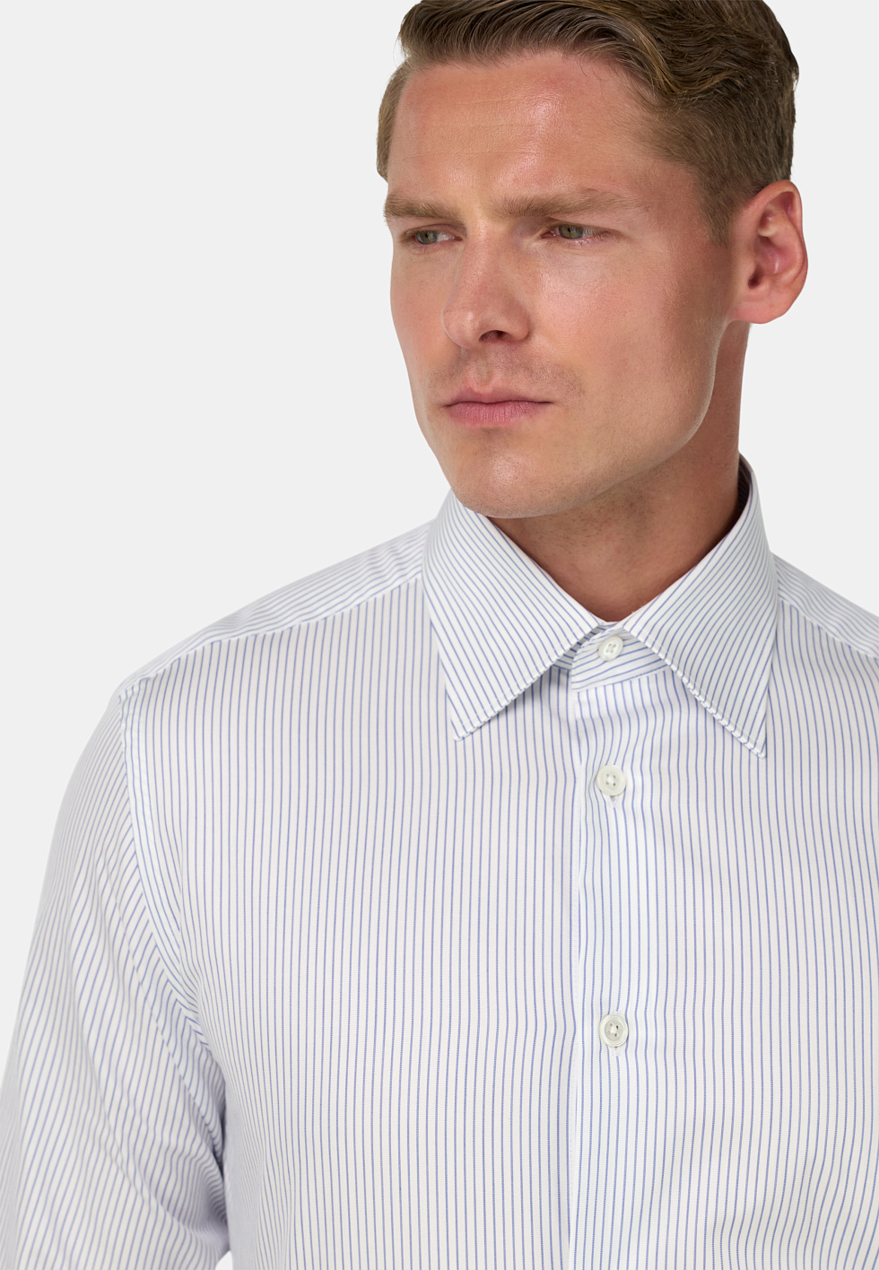 Рубашка из хлопка в полоску Regular Fit для спорта и фитнеса – фото №  5