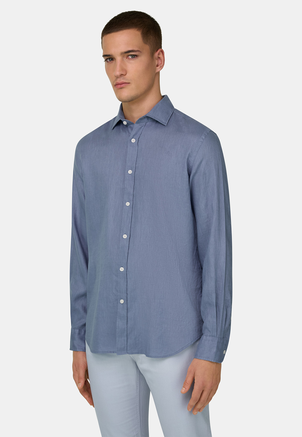 Рубашка прямого кроя из льна для спорта и фитнеса – фото №  3