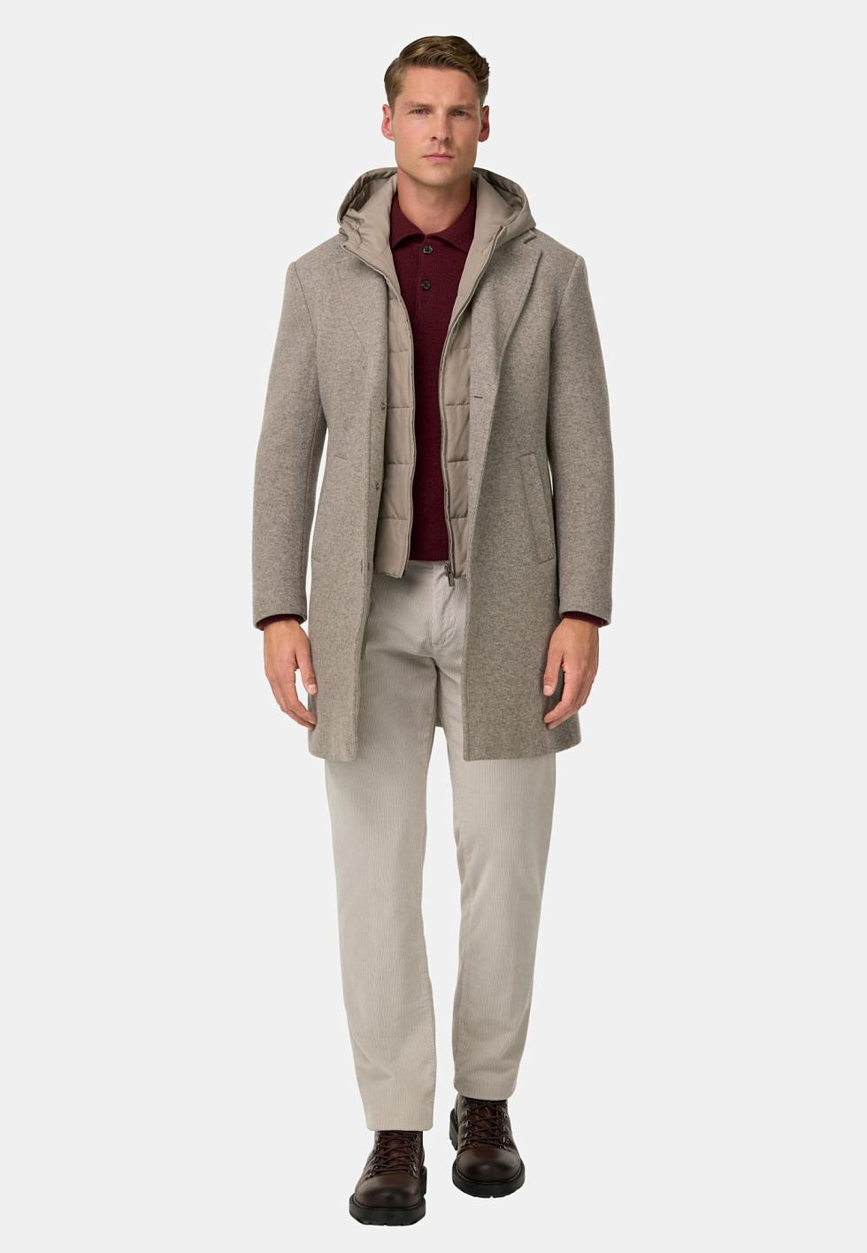 Пальто из шерстяного джерси с жилетом для спорта и фитнеса – фото №  2
