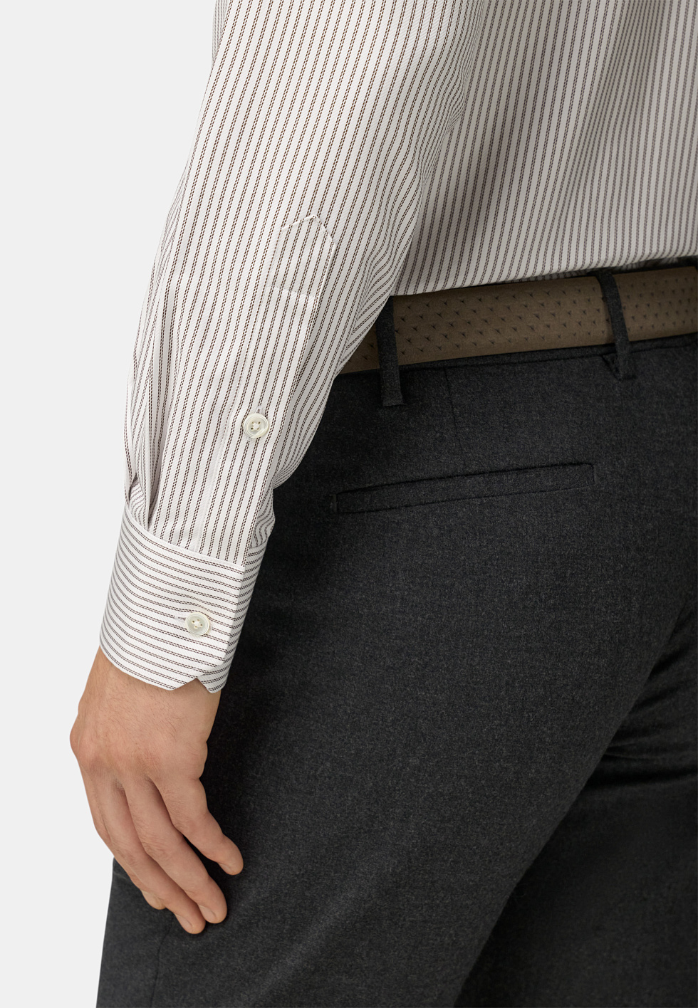 Рубашка из хлопка в полоску Regular Fit для спорта и фитнеса – фото №  5