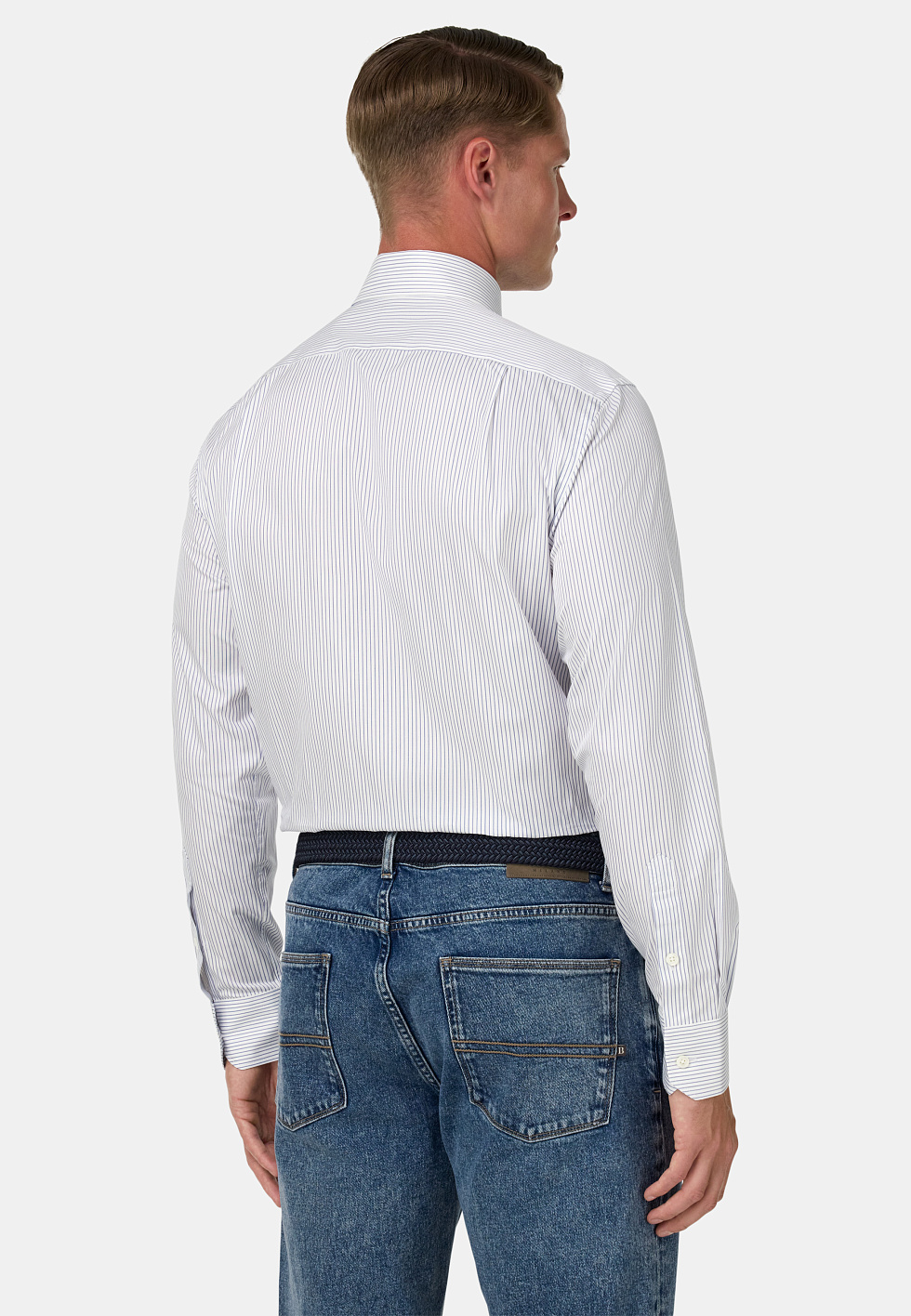 Рубашка из хлопка в полоску Regular Fit для спорта и фитнеса – фото №  4