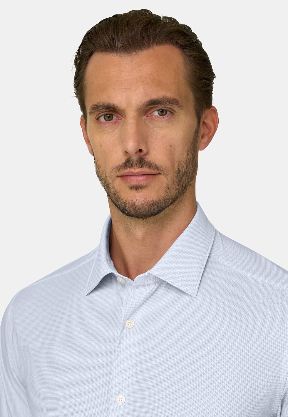 Рубашка приталенного кроя (slim fit) из эластичного нейлона B Tech с микроузором для спорта и фитнеса – фото №  5
