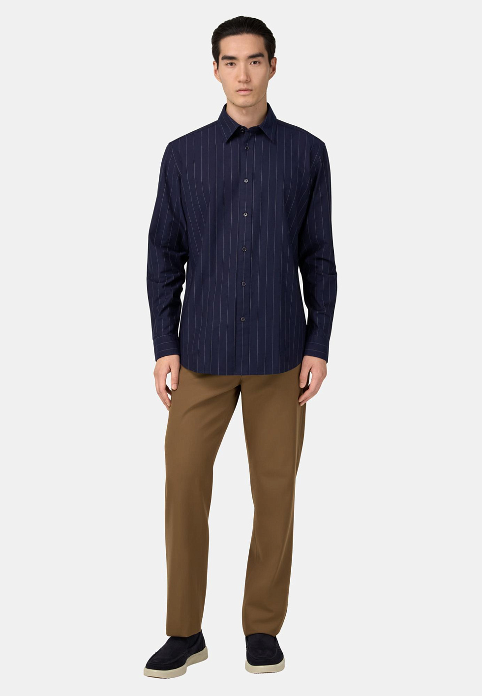 Рубашка в полоску Oxford из хлопка классического кроя для спорта и фитнеса – фото №  2