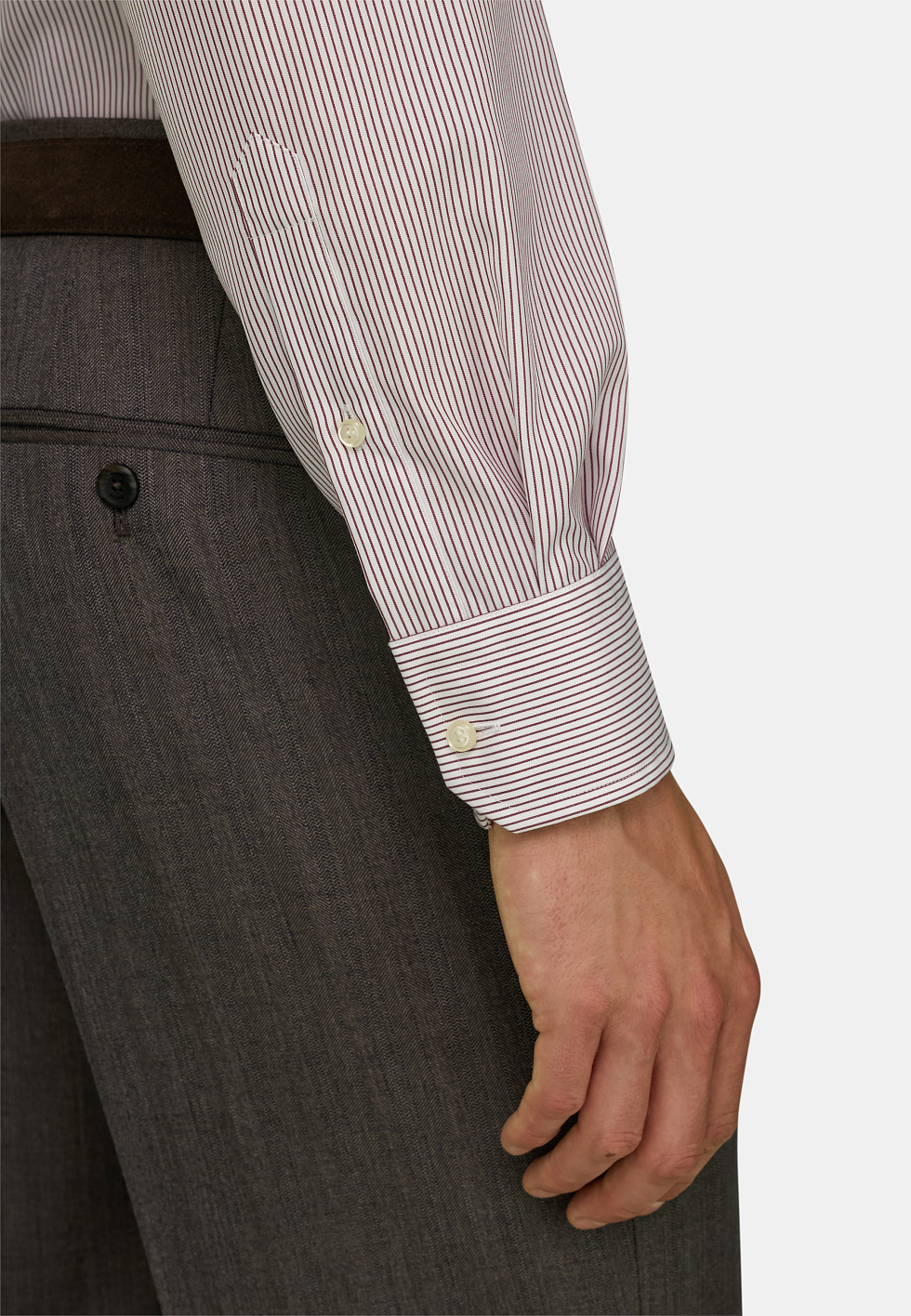 Рубашка из хлопка в полоску немнущаяся, приталенный крой (slim fit) для спорта и фитнеса – фото №  5