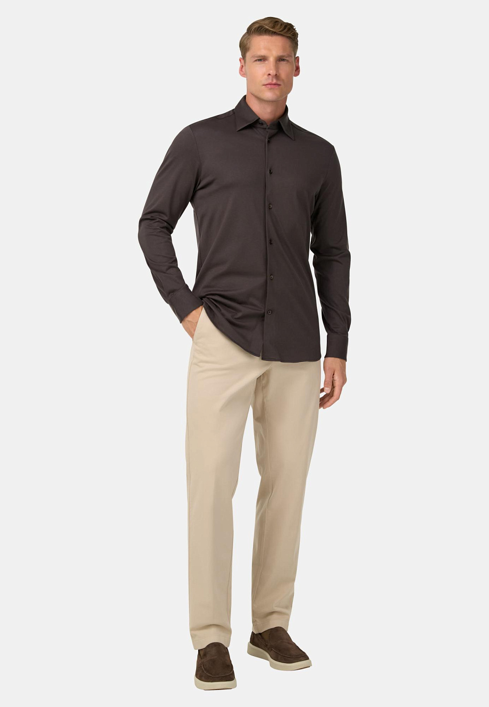 Рубашка прямого кроя из хлопка и шёлка для спорта и фитнеса – фото №  2