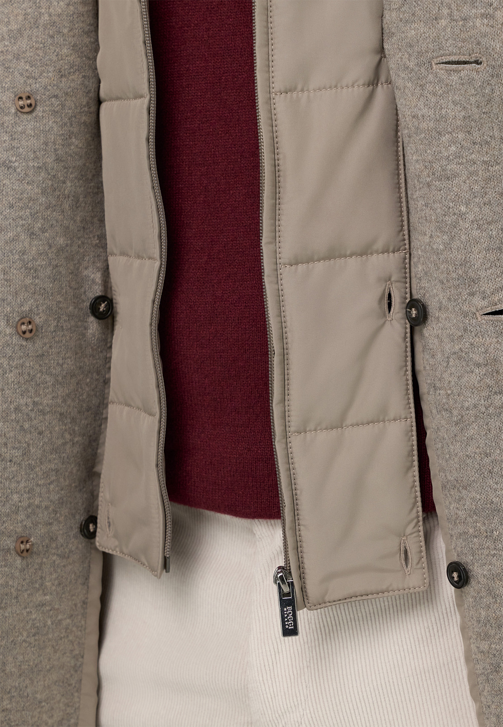 Пальто из шерстяного джерси с жилетом для спорта и фитнеса – фото №  5